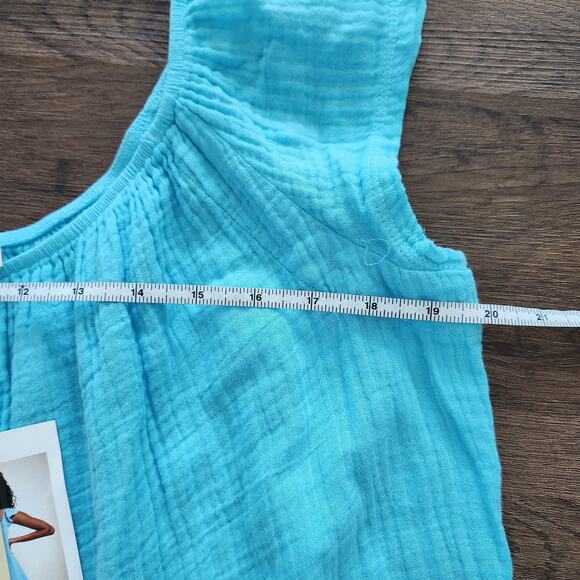 NATION Gauze Midi Dress XXL‎ Blue Plus Size Beach Coastal Resortwear Vacation - Picture 8 of 8